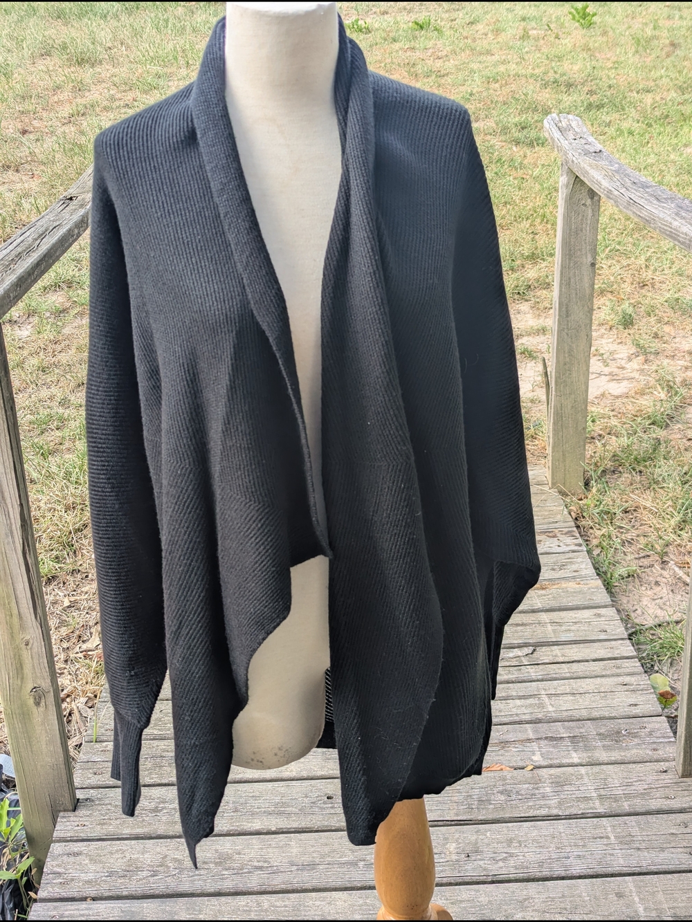 Worthington Black Open-Front Drape Cardigan